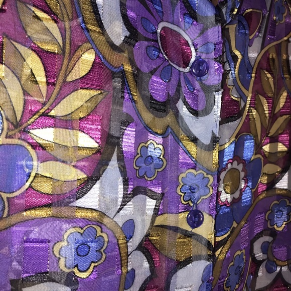 Vintage Semi Sheer Block Print Blouse - Picture 9 of 10